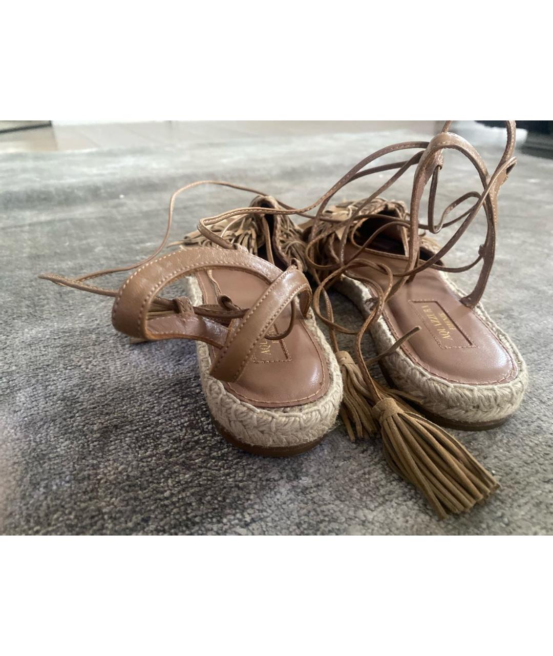 AQUAZZURA Хаки замшевые босоножки, фото 4