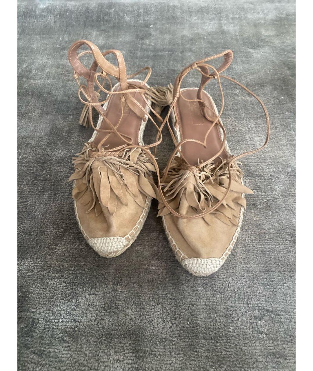 AQUAZZURA Хаки замшевые босоножки, фото 2