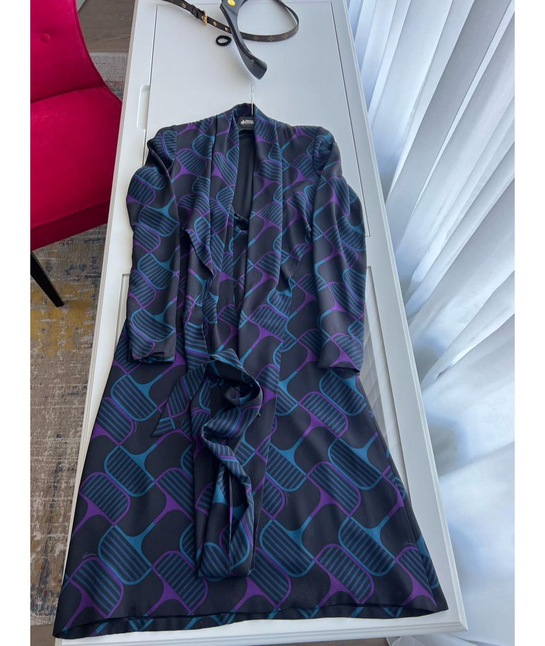 GUCCI Темно-синее шелковое коктейльное платье, фото 3