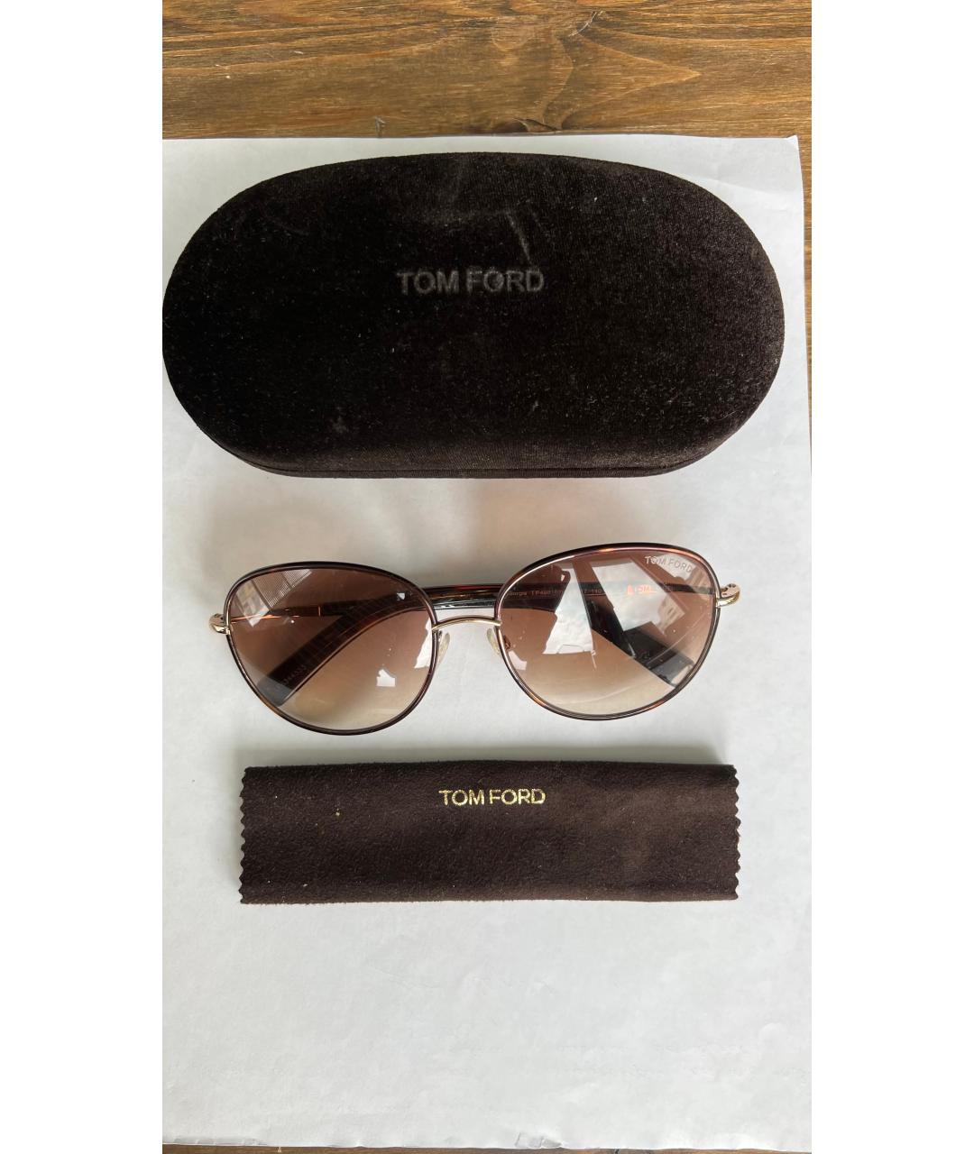 TOM FORD Коричневые металлические солнцезащитные очки, фото 4