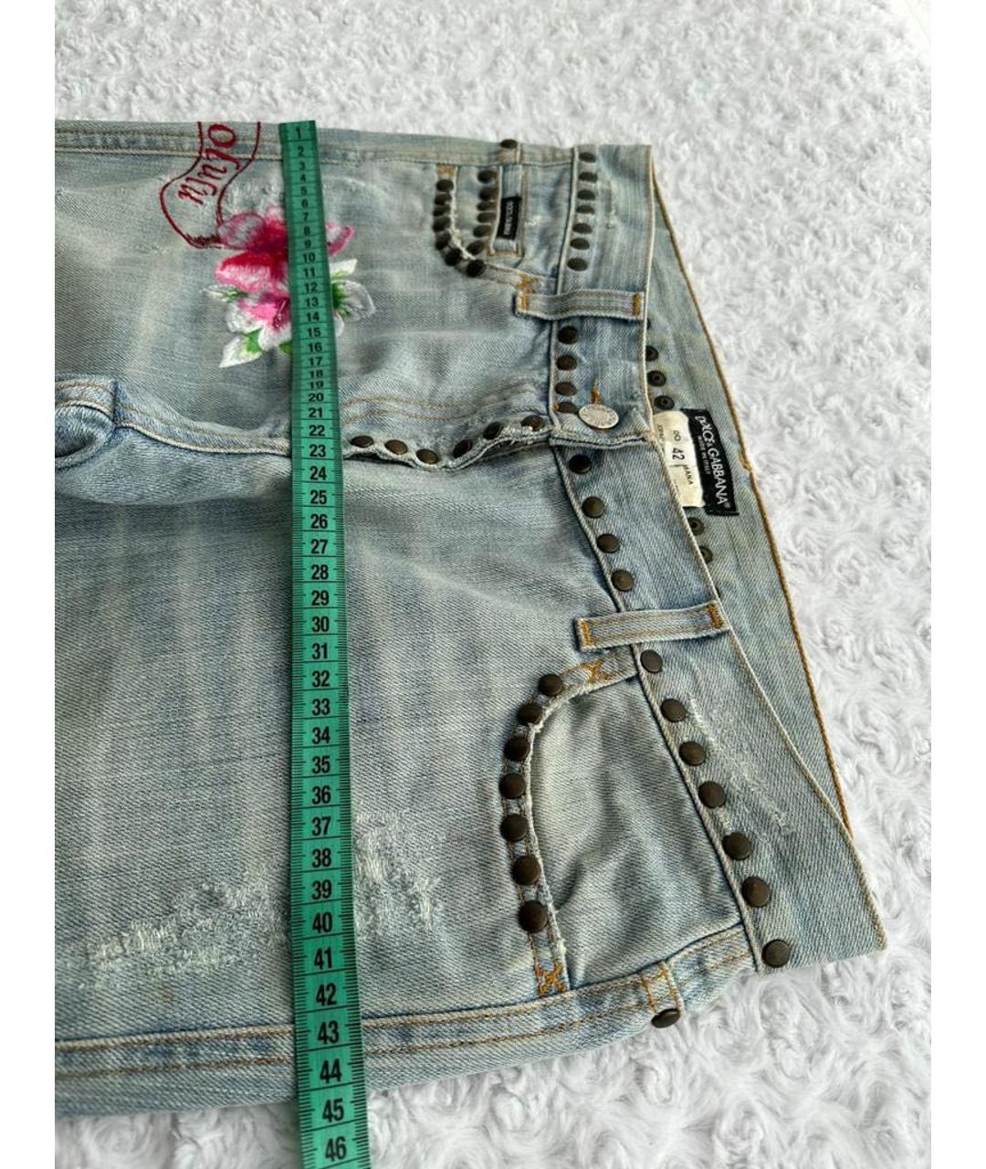 DOLCE&GABBANA Голубые хлопковые джинсы клеш, фото 5