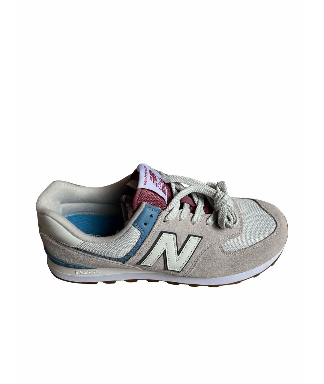 NEW BALANCE Бежевые замшевые низкие кроссовки / кеды, фото 1