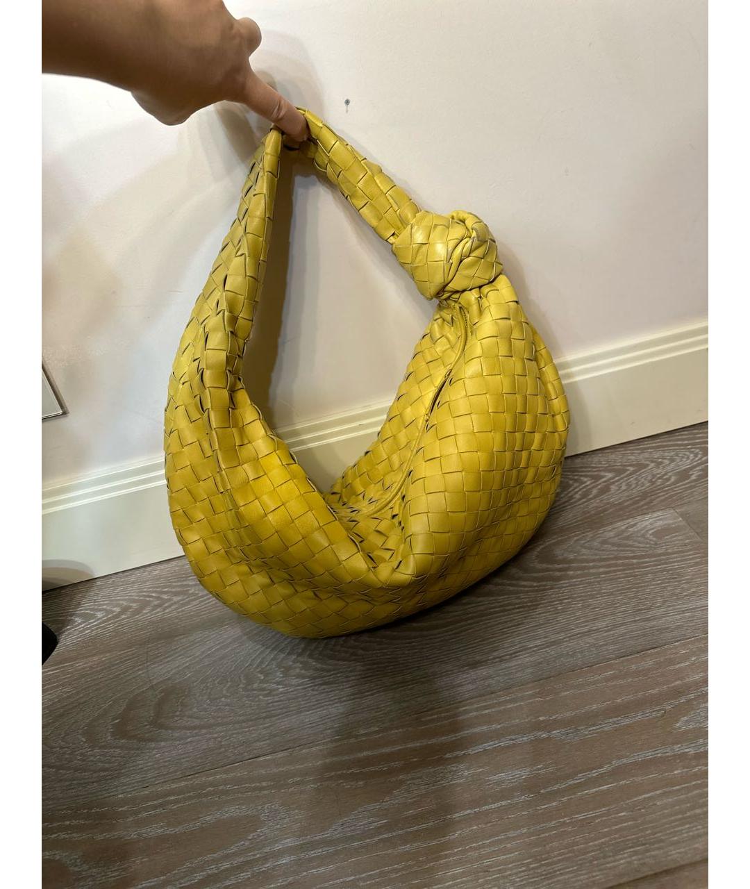 BOTTEGA VENETA Желтая кожаная сумка с короткими ручками, фото 9