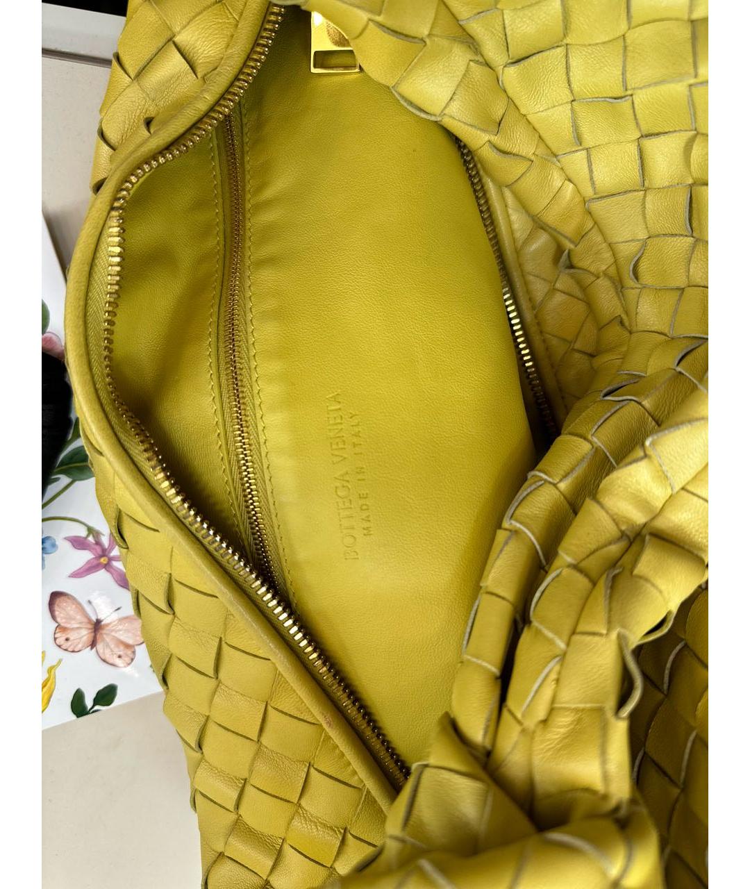 BOTTEGA VENETA Желтая кожаная сумка с короткими ручками, фото 7