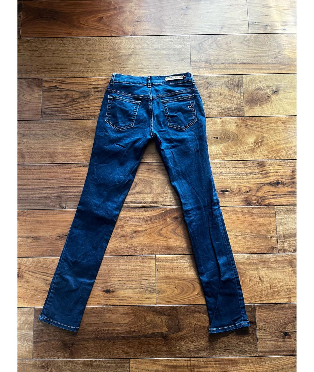 LOVE MOSCHINO Темно-синие хлопковые прямые джинсы, фото 2