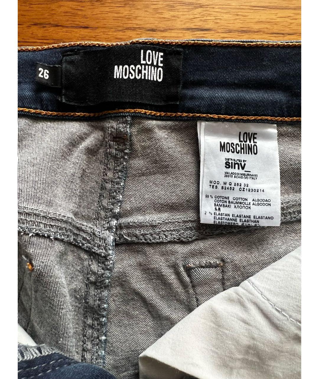 LOVE MOSCHINO Темно-синие хлопковые прямые джинсы, фото 4