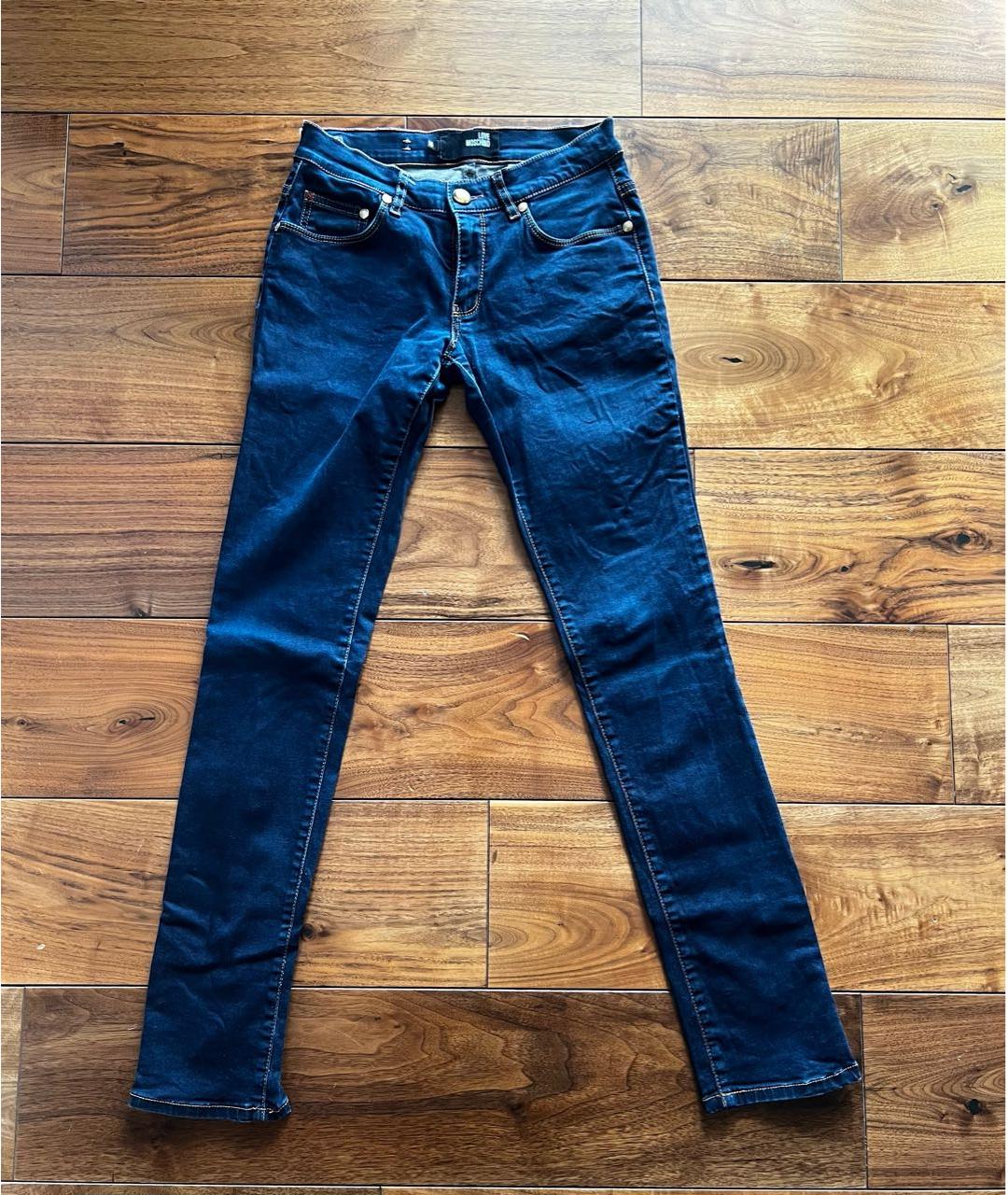 LOVE MOSCHINO Темно-синие хлопковые прямые джинсы, фото 5