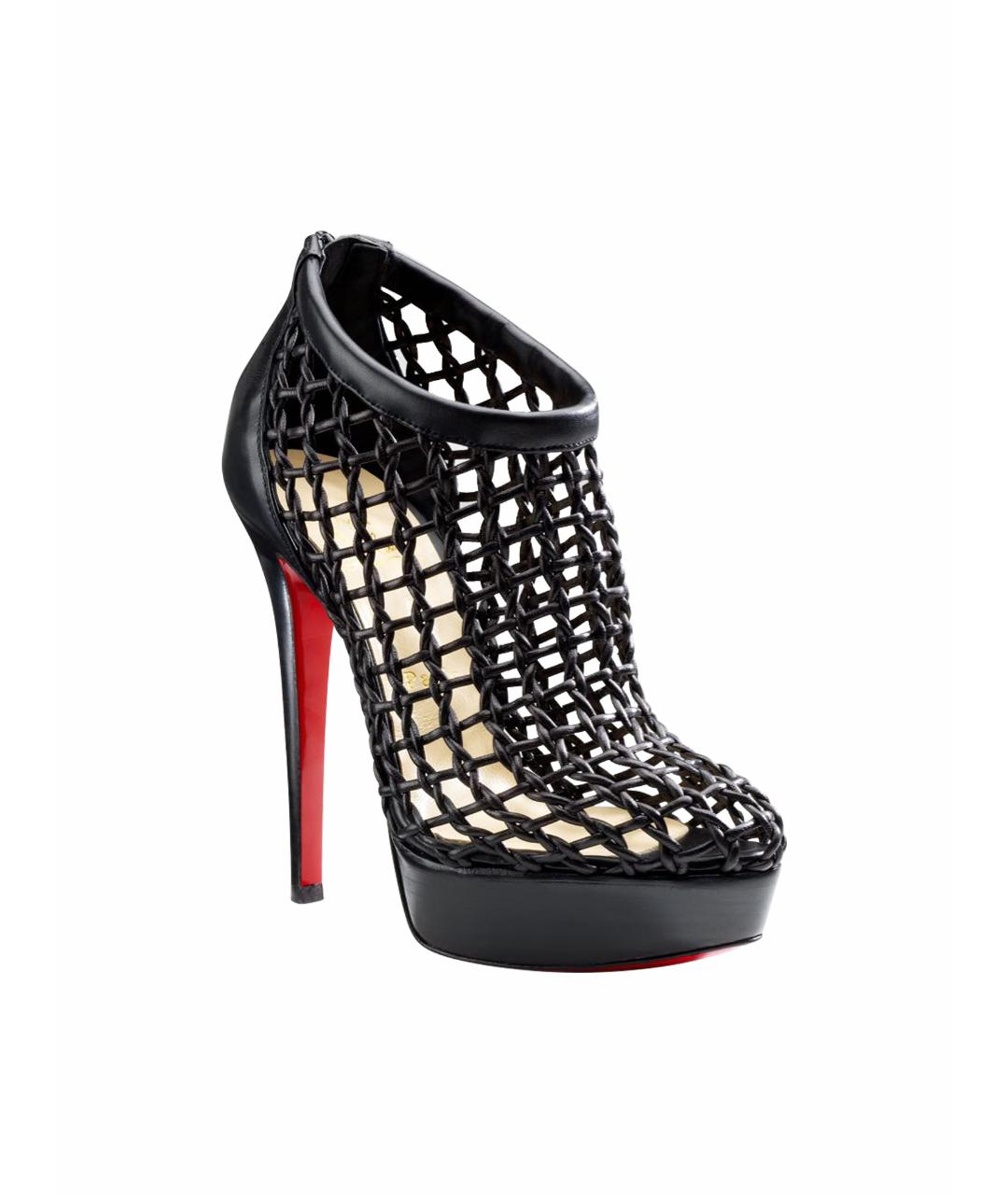 CHRISTIAN LOUBOUTIN Черные кожаные ботильоны, фото 1