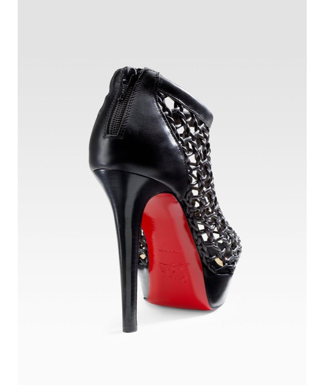 CHRISTIAN LOUBOUTIN Черные кожаные ботильоны, фото 2