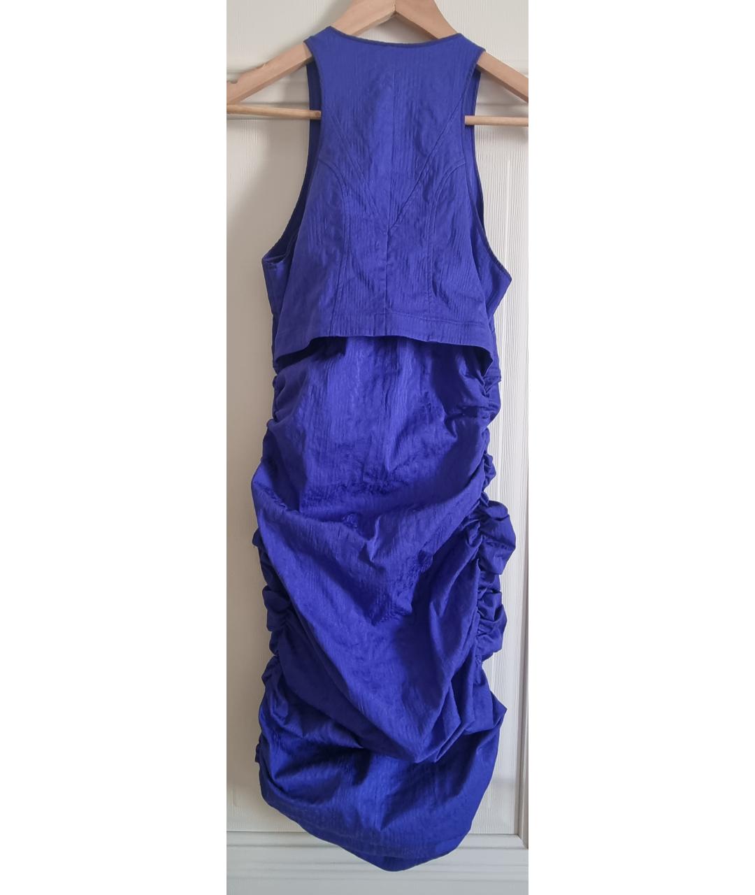 VERA WANG Синее шелковое коктейльное платье, фото 2