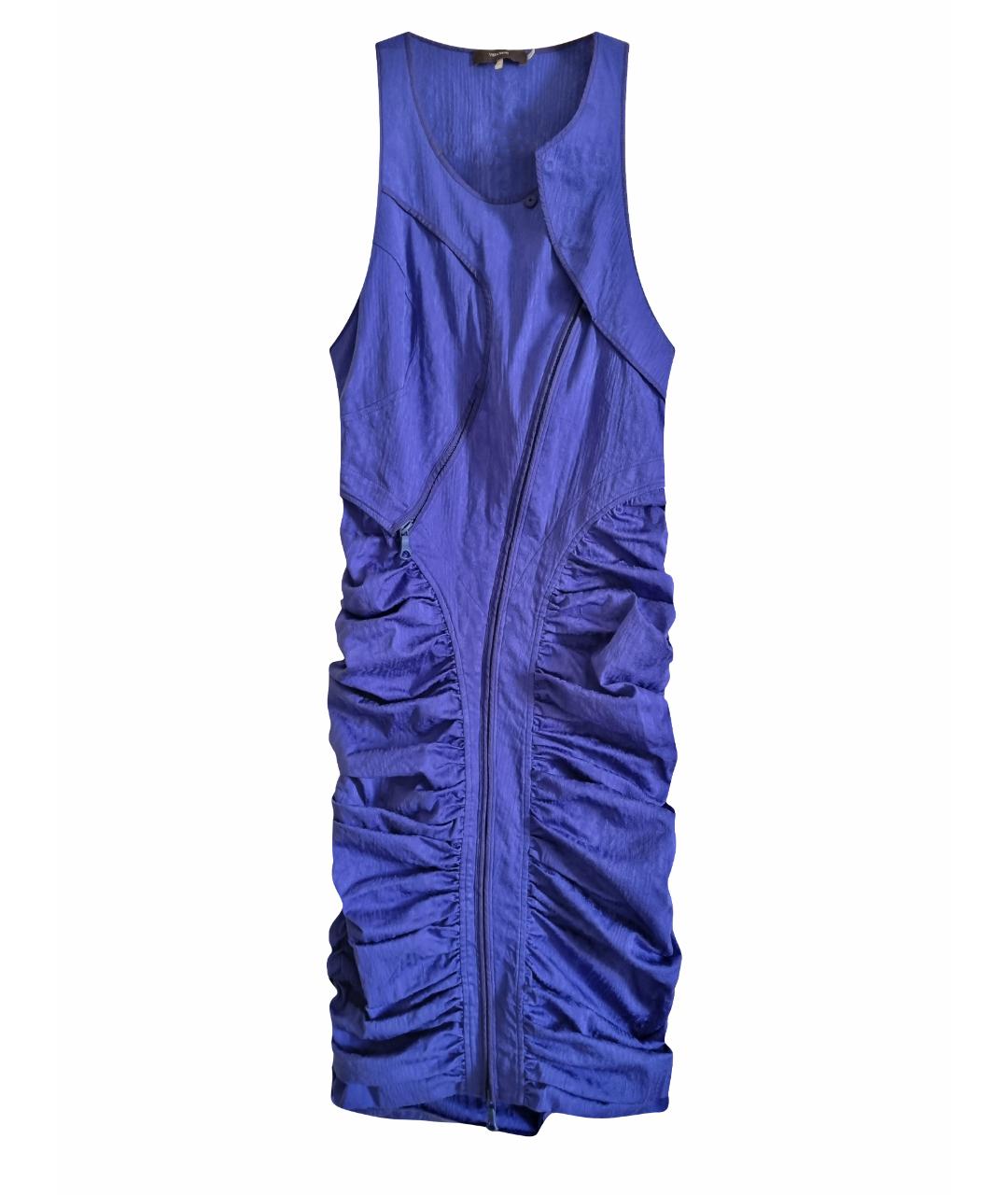 VERA WANG Синее шелковое коктейльное платье, фото 1