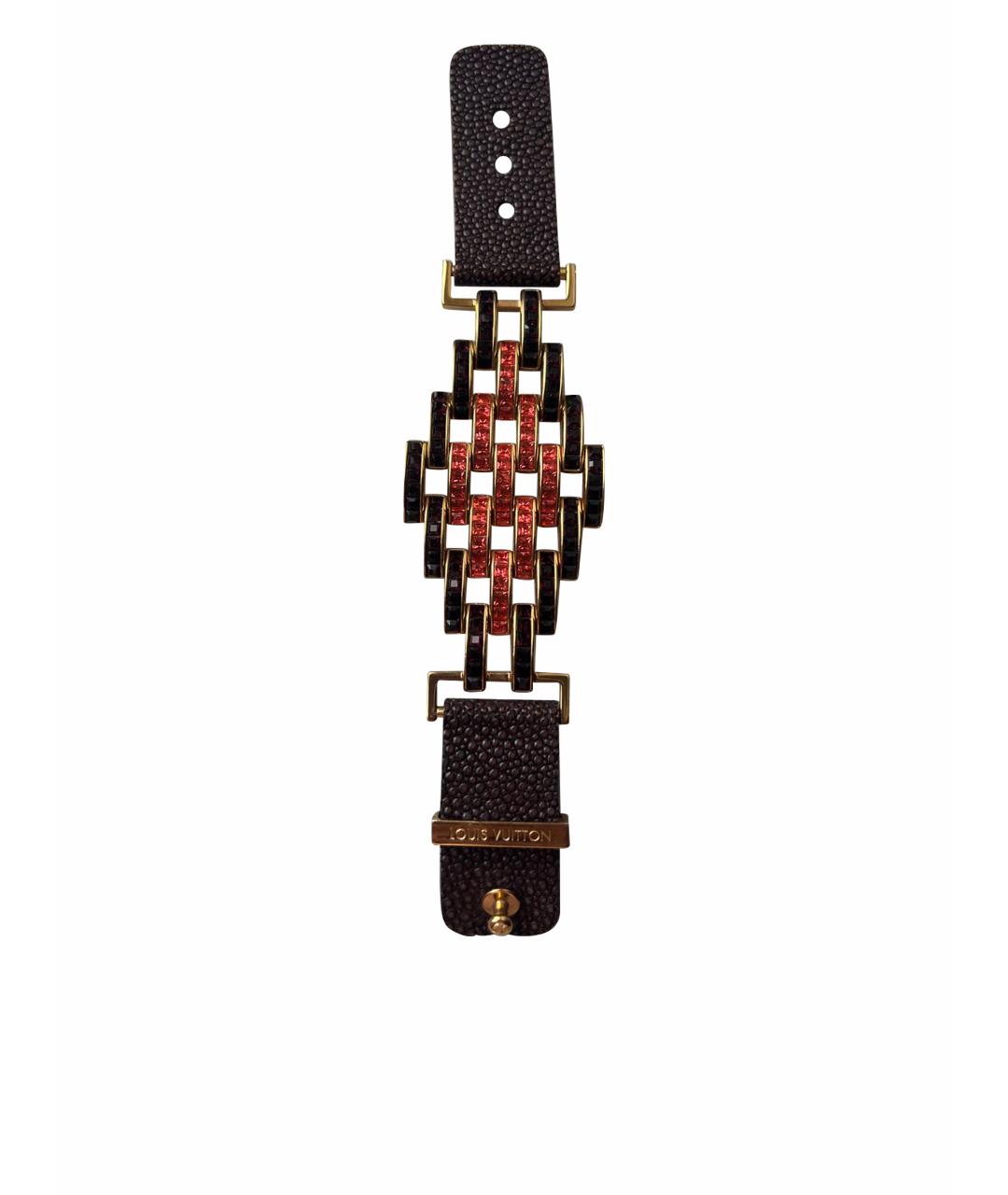 LOUIS VUITTON PRE-OWNED Бордовый кожаный браслет, фото 1