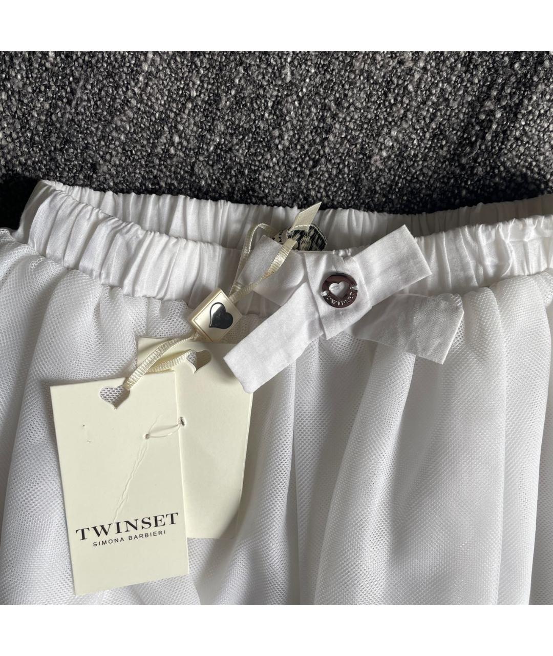 TWIN-SET KIDS Белая полиэстеровая юбка, фото 3