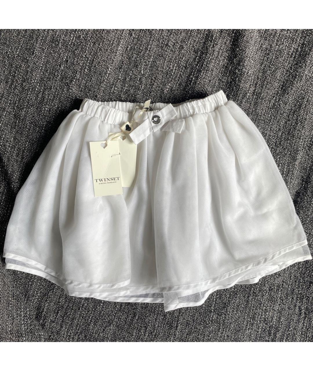 TWIN-SET KIDS Белая полиэстеровая юбка, фото 2