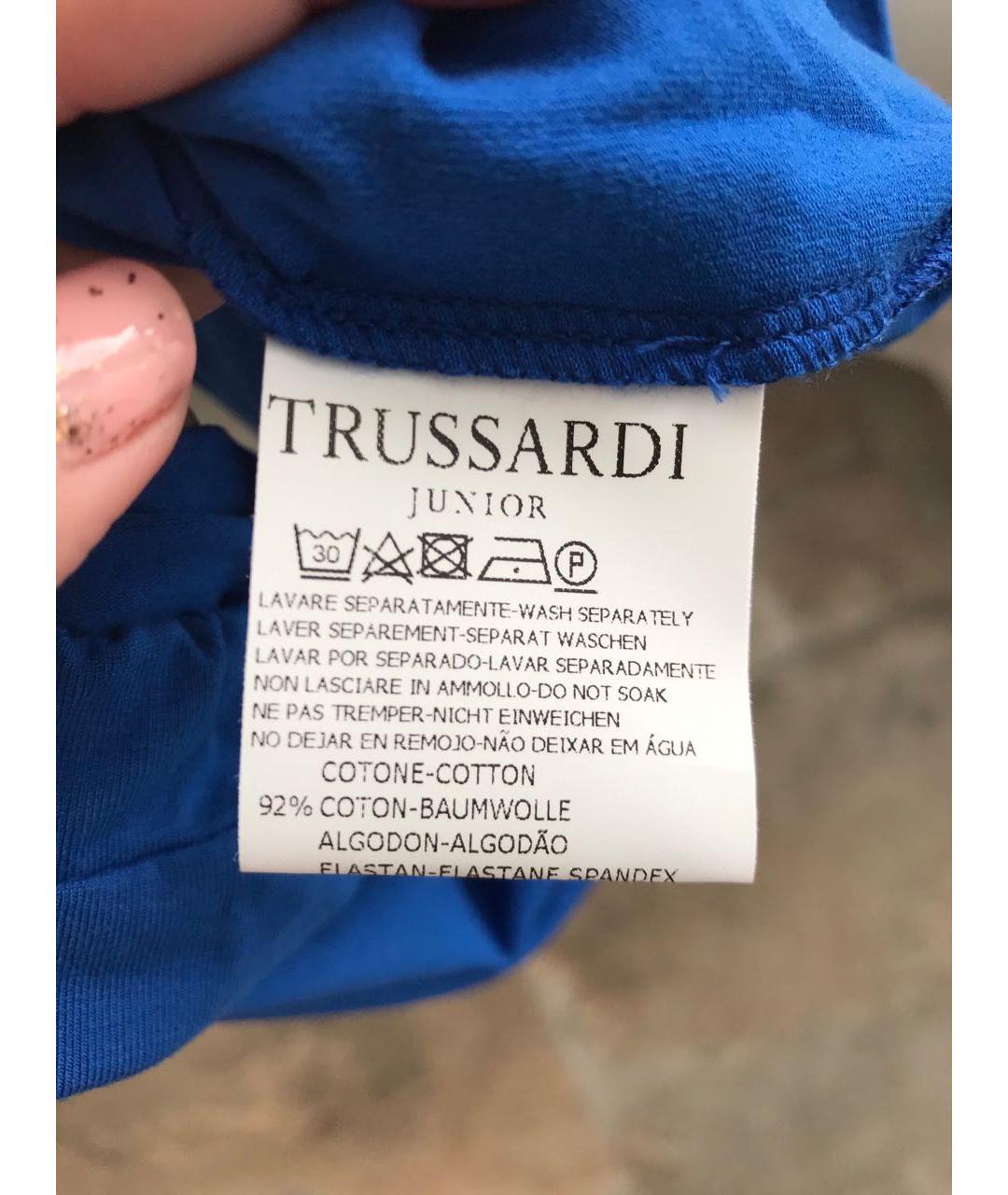 TRUSSARDI Синие вискозные брюки и шорты, фото 3