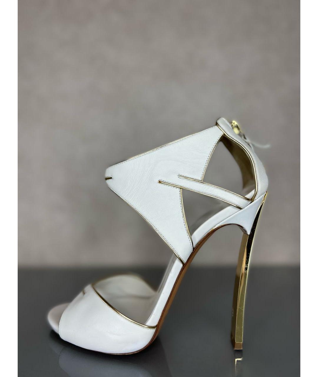 CASADEI Белые кожаные свадебные туфли на высоком каблуке, фото 5