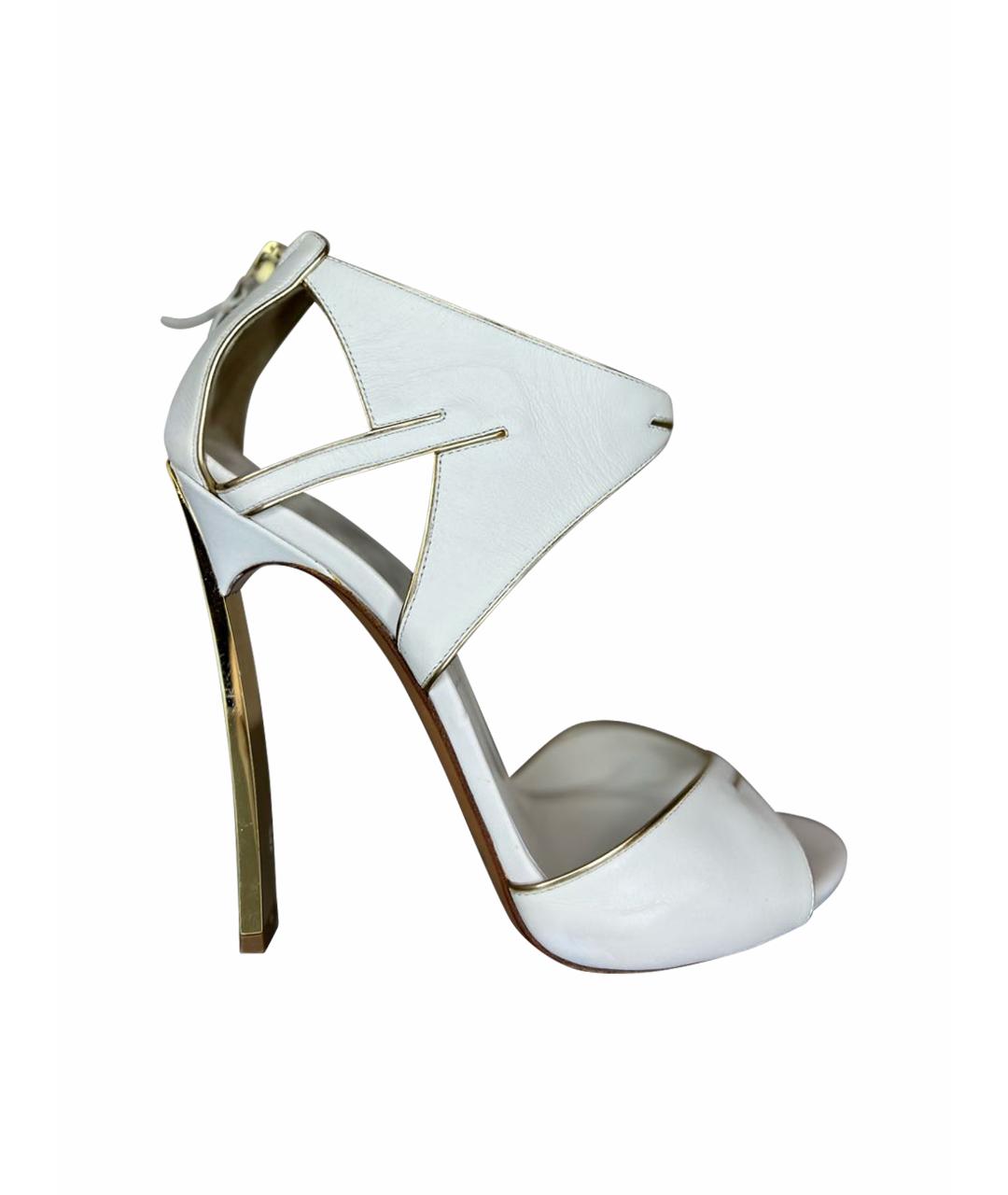 CASADEI Белые кожаные свадебные туфли на высоком каблуке, фото 1