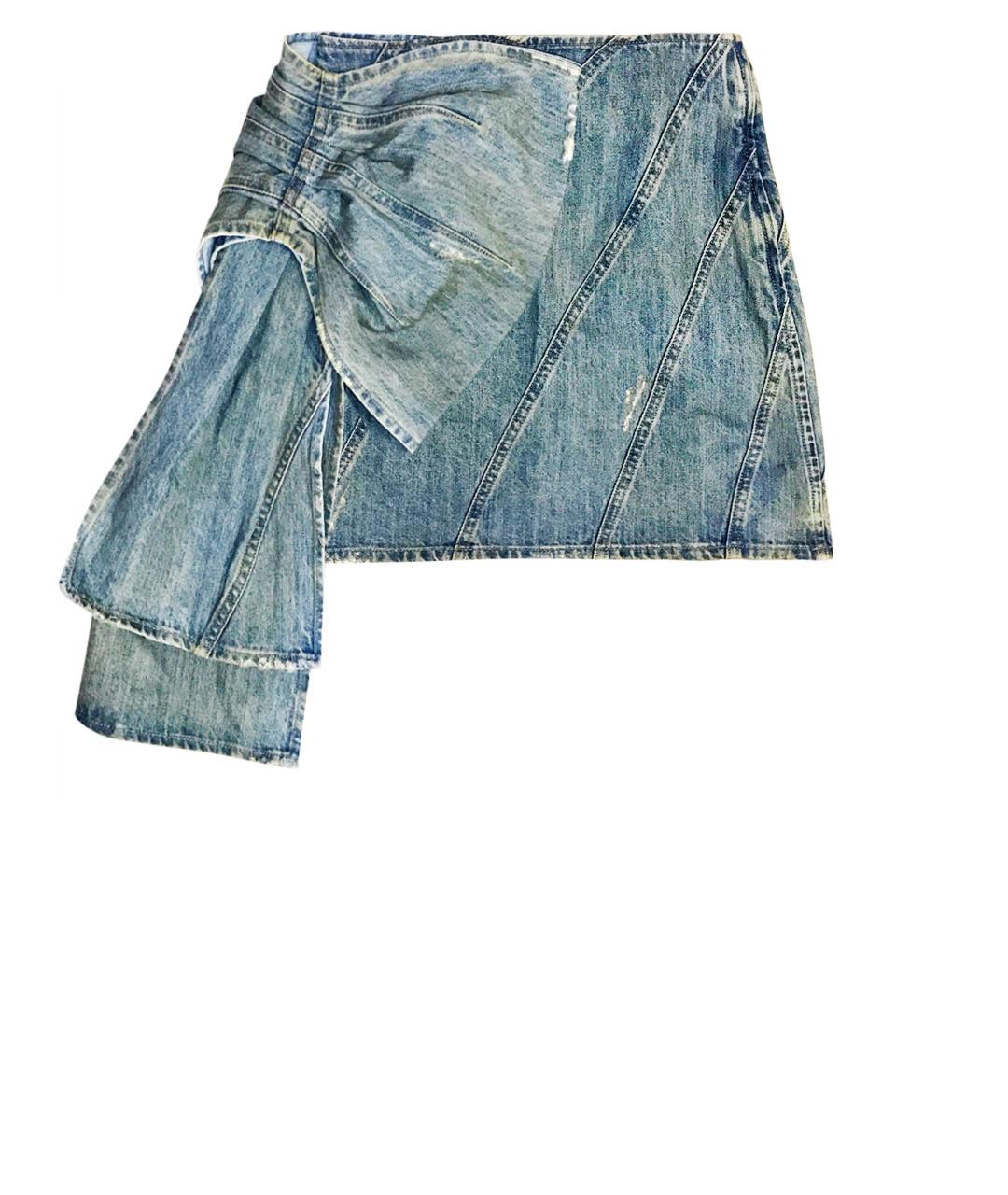 MIU MIU Синяя деним юбка мини, фото 1