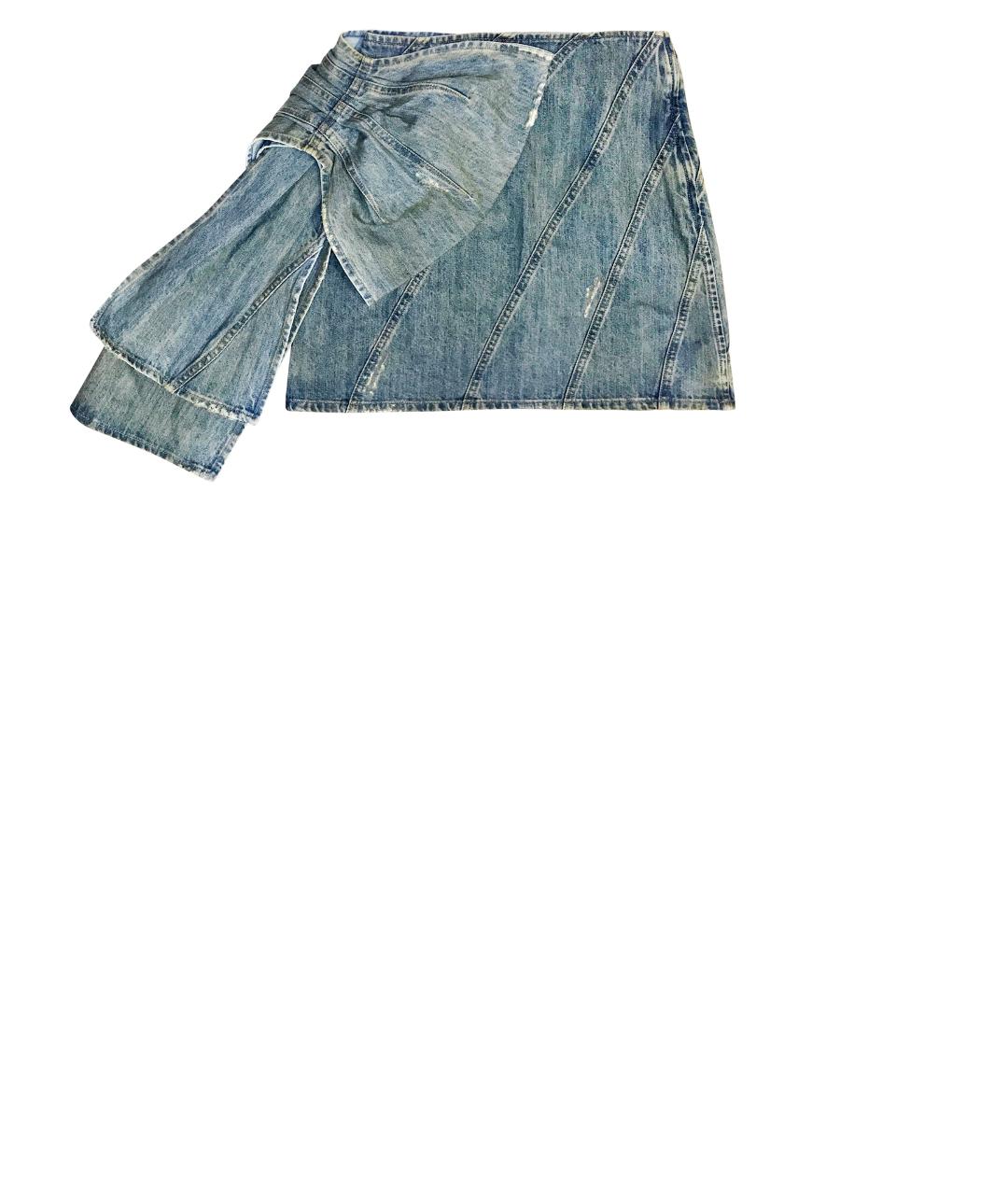 MIU MIU Синяя деним юбка мини, фото 10