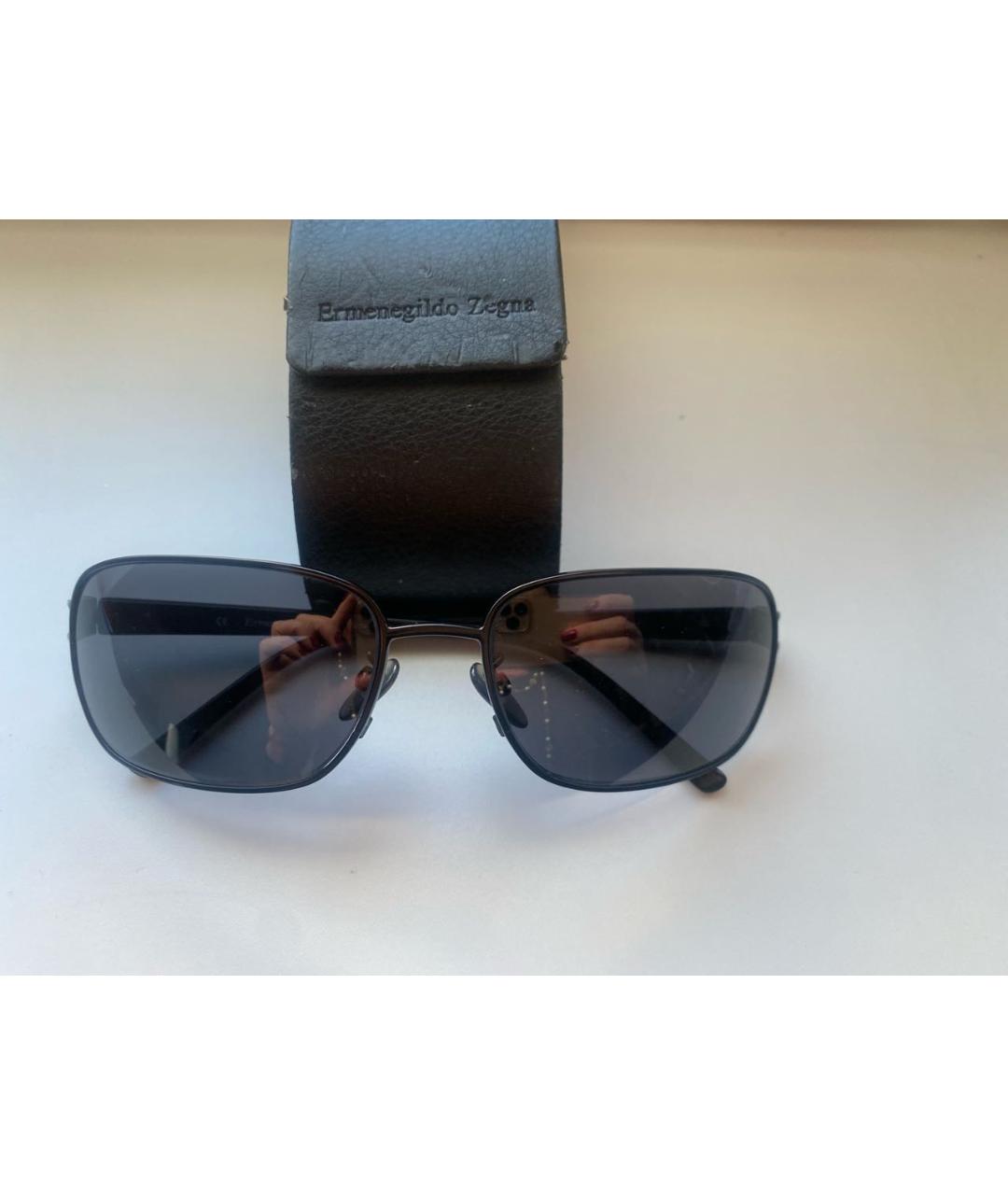 ERMENEGILDO ZEGNA Черные пластиковые солнцезащитные очки, фото 9