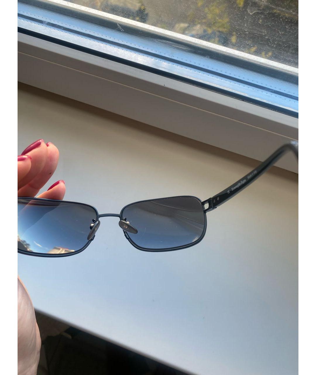 ERMENEGILDO ZEGNA Черные пластиковые солнцезащитные очки, фото 6