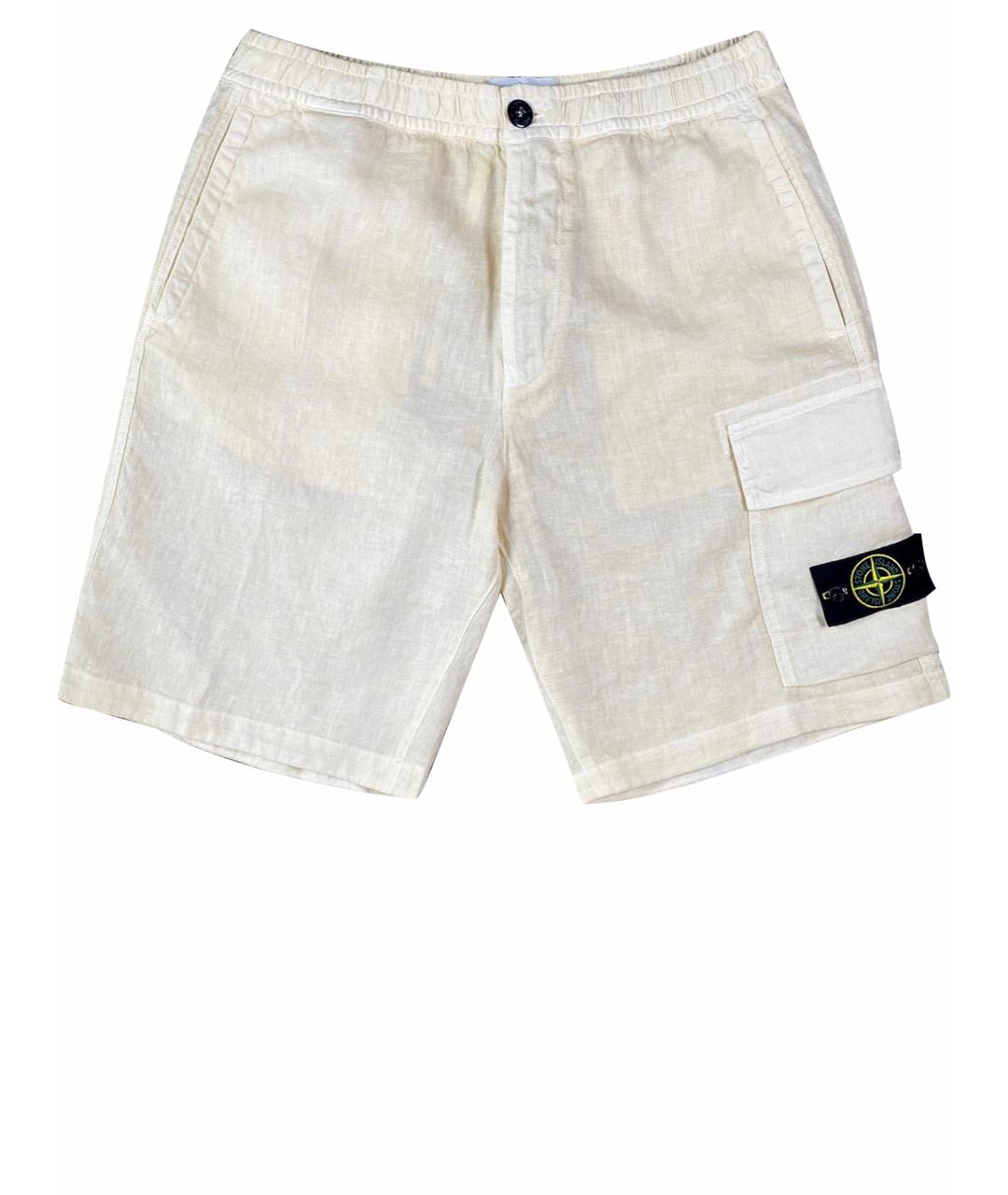 STONE ISLAND Белые льняные шорты, фото 1