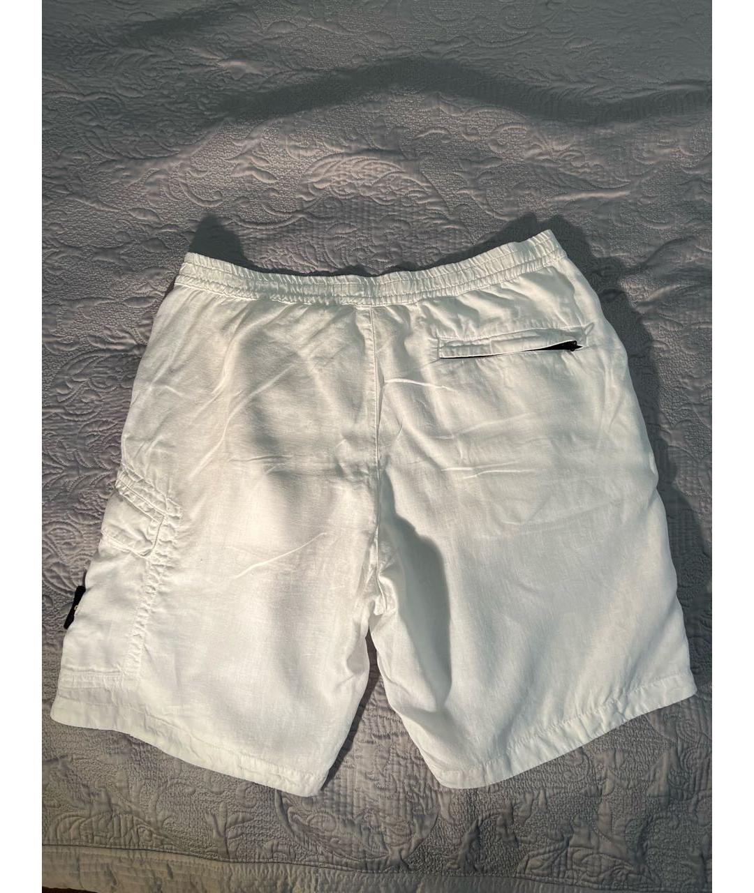 STONE ISLAND Белые льняные шорты, фото 3