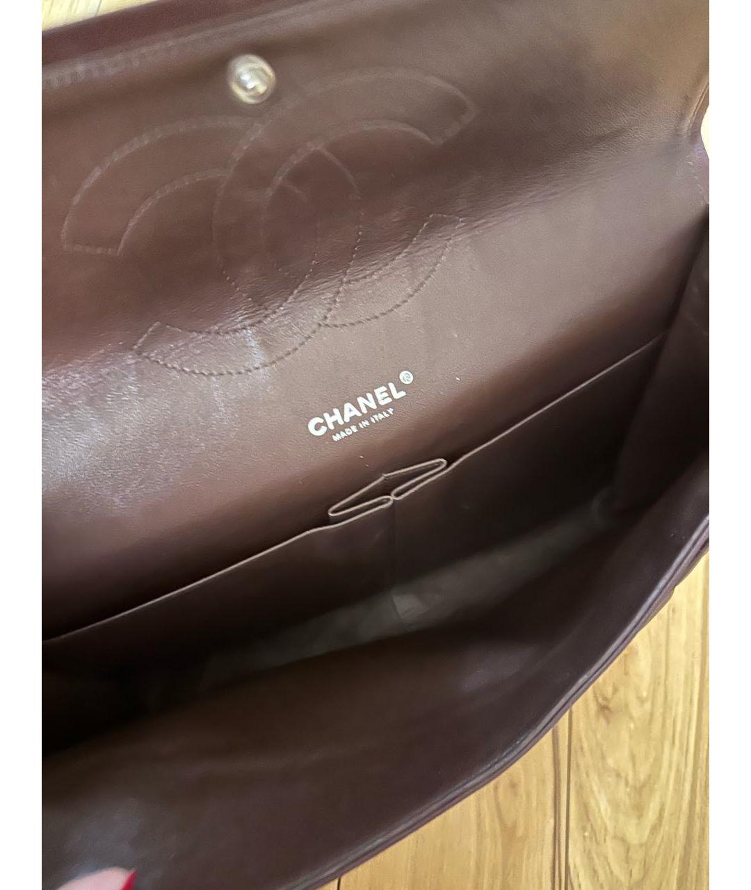 CHANEL PRE-OWNED Коричневая кожаная сумка с короткими ручками, фото 4