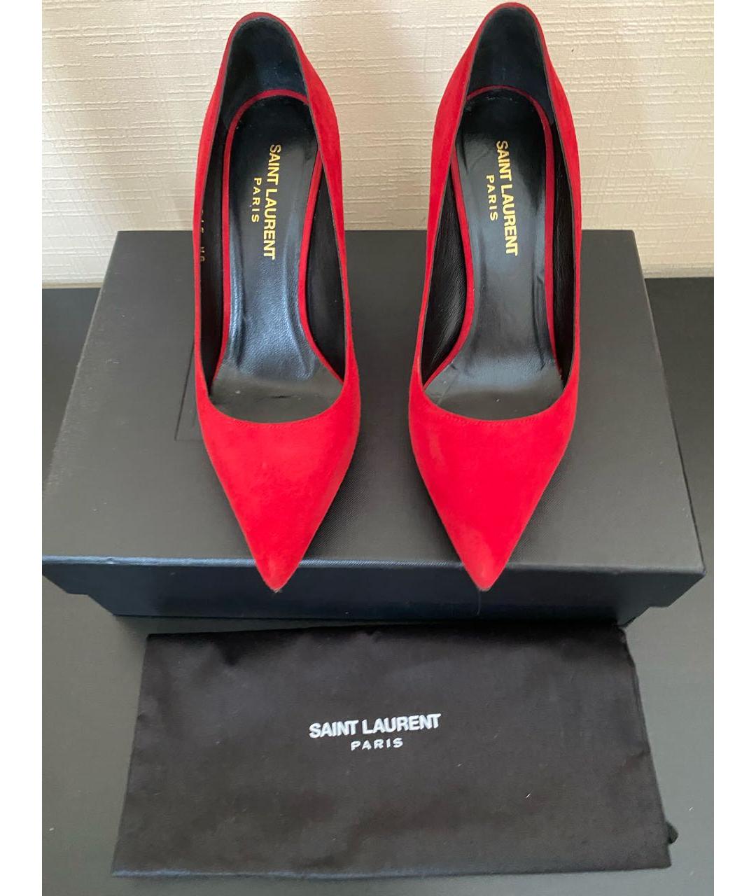 SAINT LAURENT Красные замшевые туфли, фото 3
