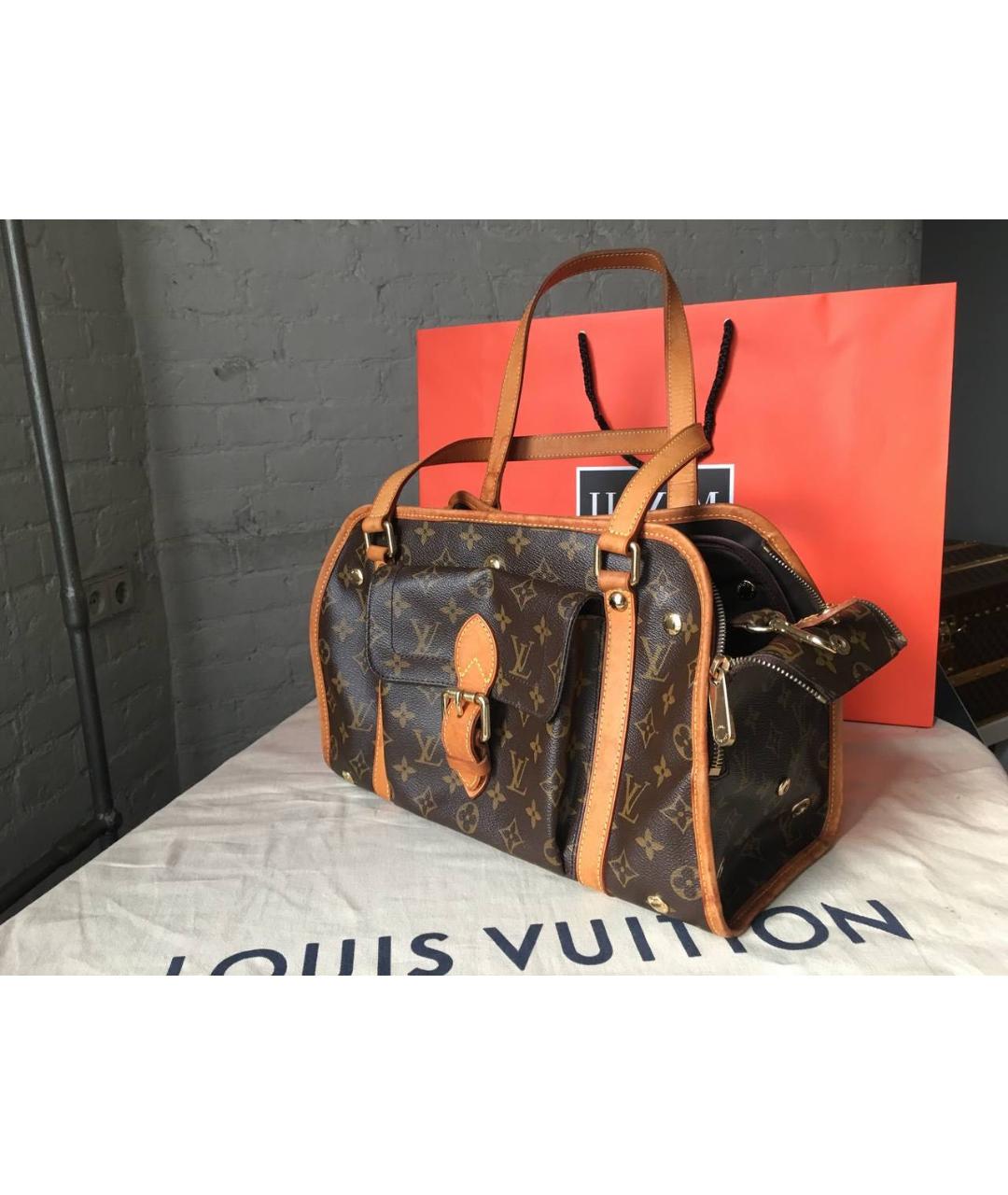LOUIS VUITTON Коричневая кожаная дорожная/спортивная сумка, фото 9