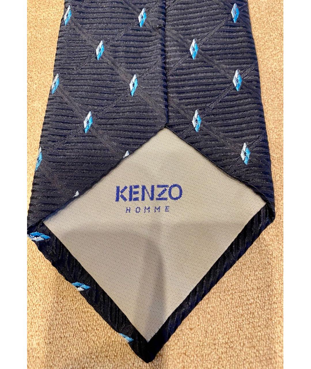 KENZO Синий шелковый галстук, фото 4