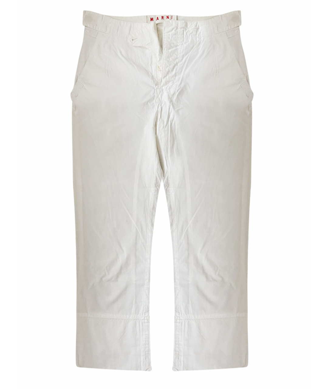 MARNI Белые хлопковые прямые брюки, фото 1