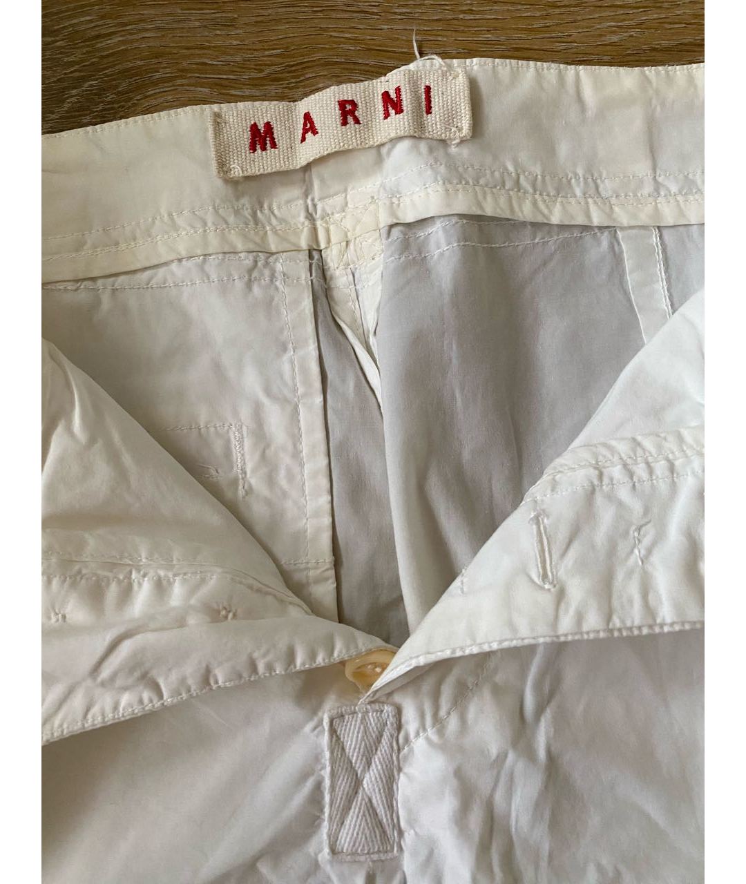 MARNI Белые хлопковые прямые брюки, фото 3