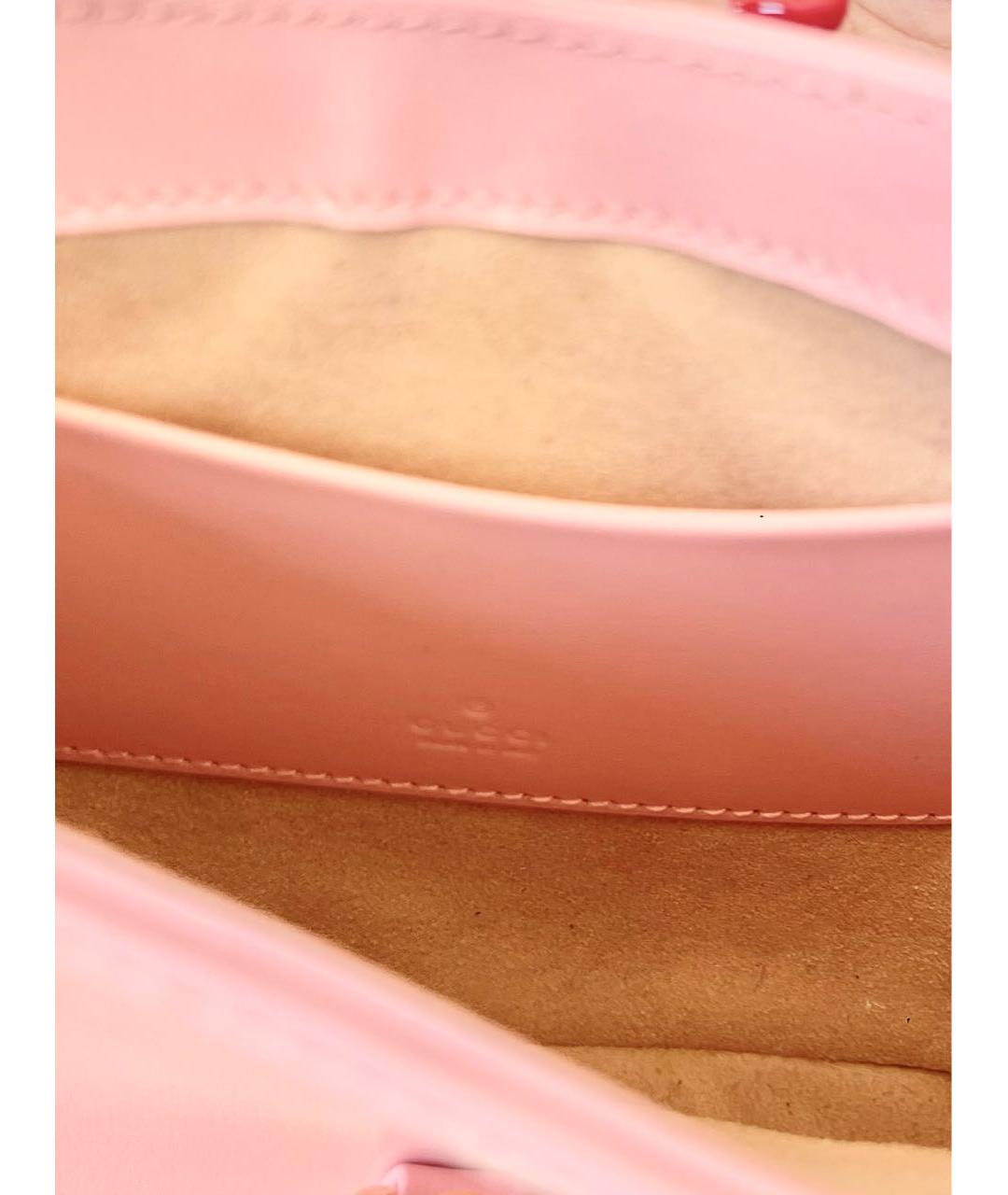 GUCCI Розовая кожаная сумка с короткими ручками, фото 3