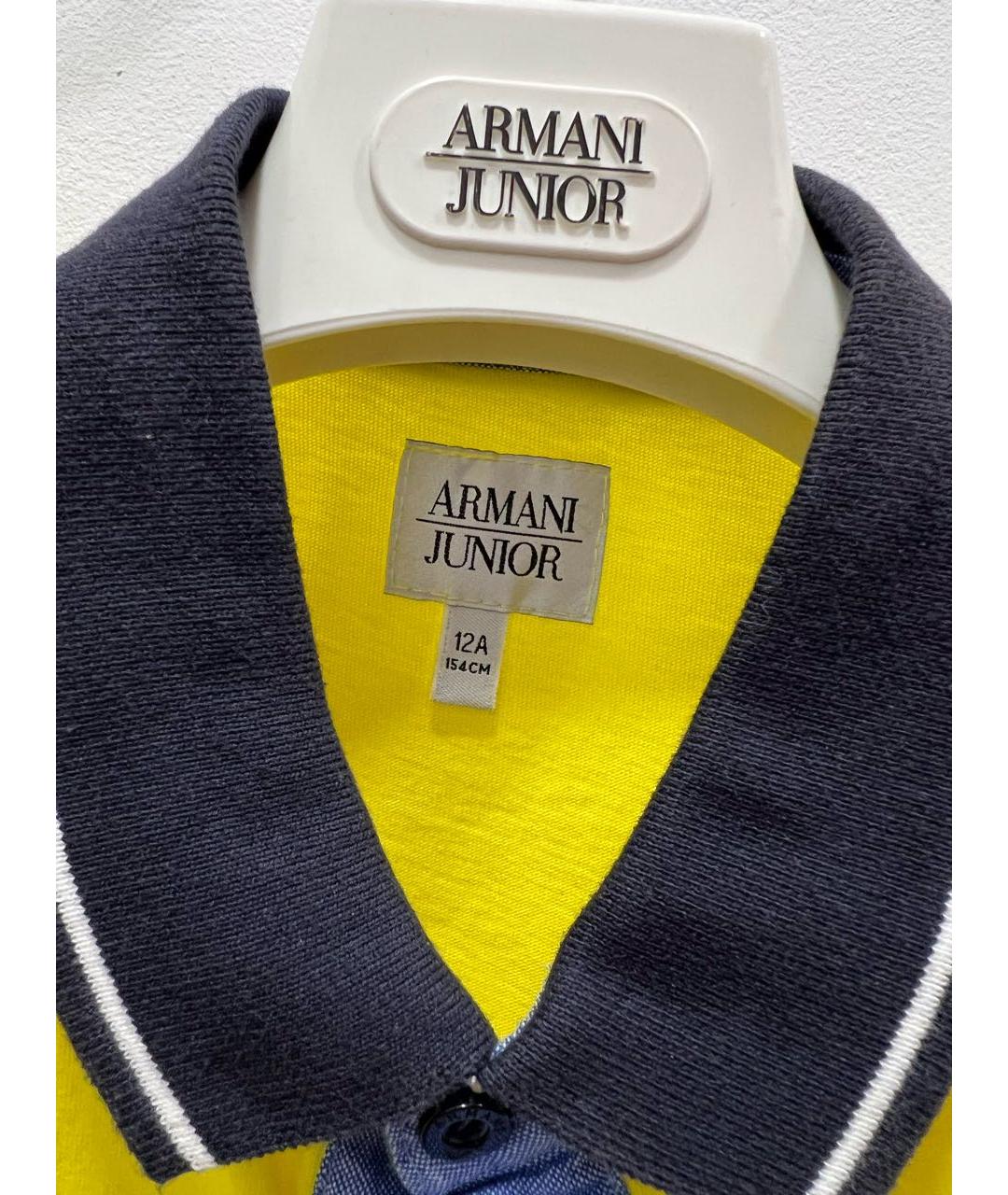 ARMANI JUNIOR Желтая хлопковая детская футболка, фото 3