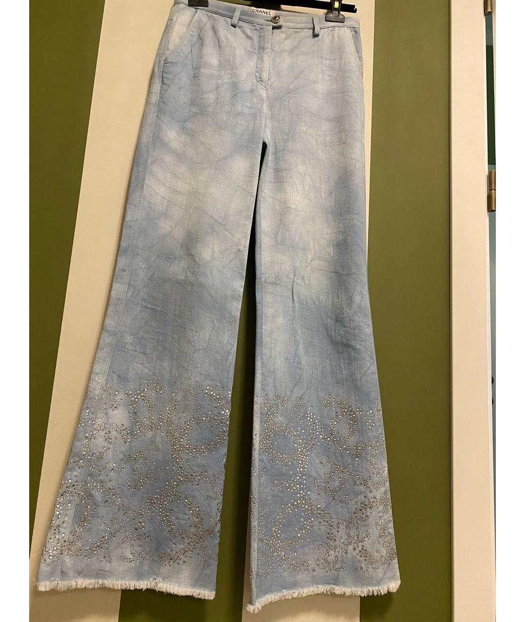 CHANEL Голубые хлопко-эластановые джинсы клеш, фото 9