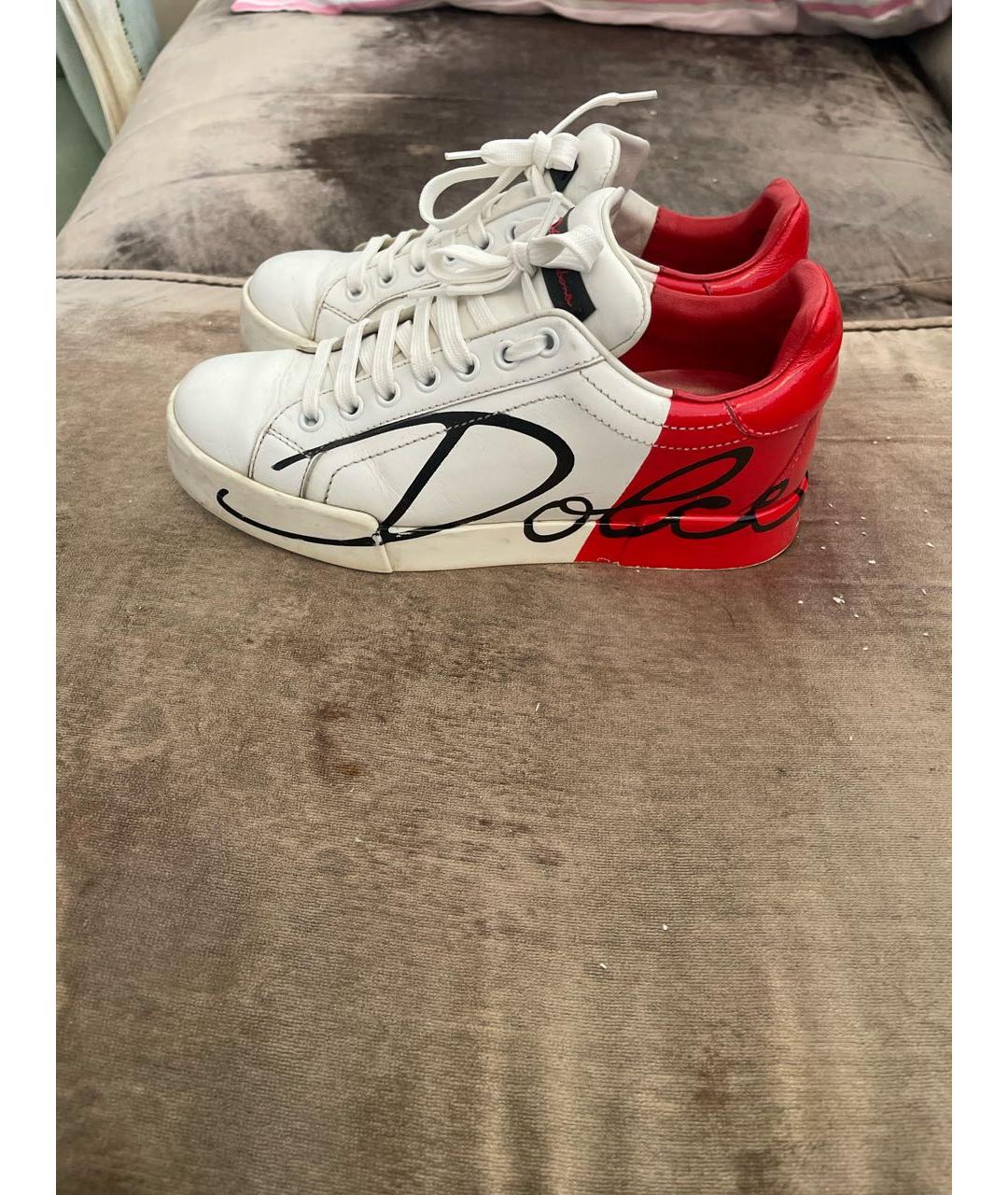 DOLCE&GABBANA Белые кожаные кроссовки, фото 3