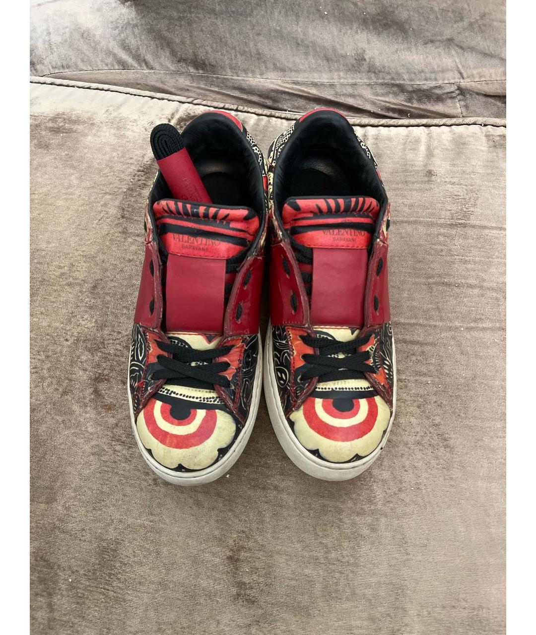 VALENTINO Красные кожаные кроссовки, фото 2