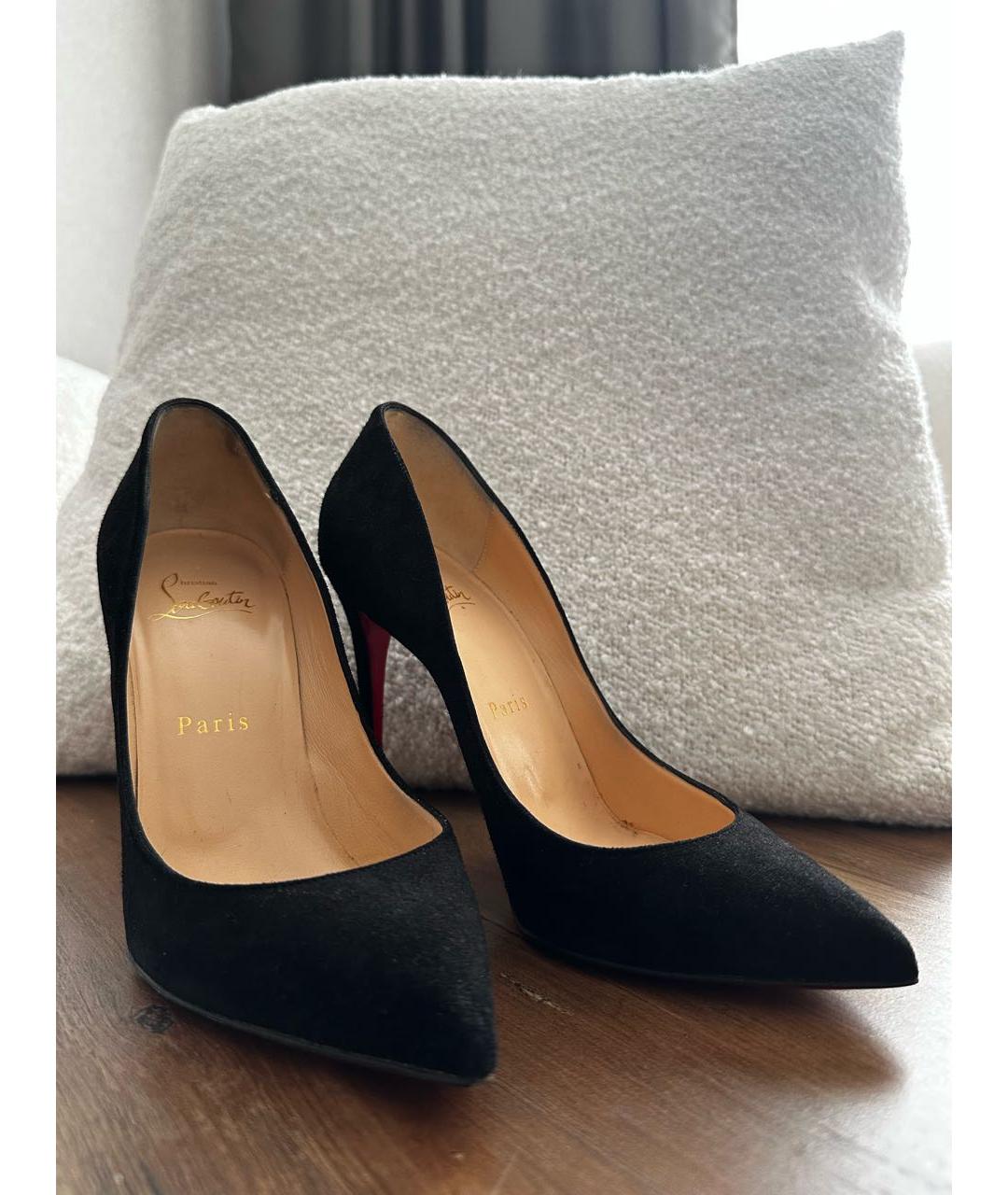 CHRISTIAN LOUBOUTIN Черные замшевые туфли, фото 4