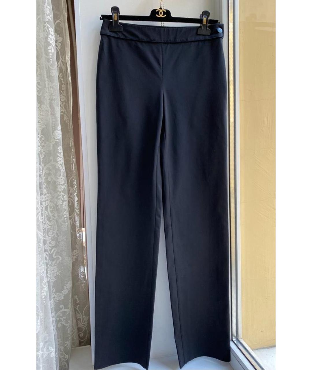 CHANEL PRE-OWNED Черные хлопко-эластановые брюки широкие, фото 6