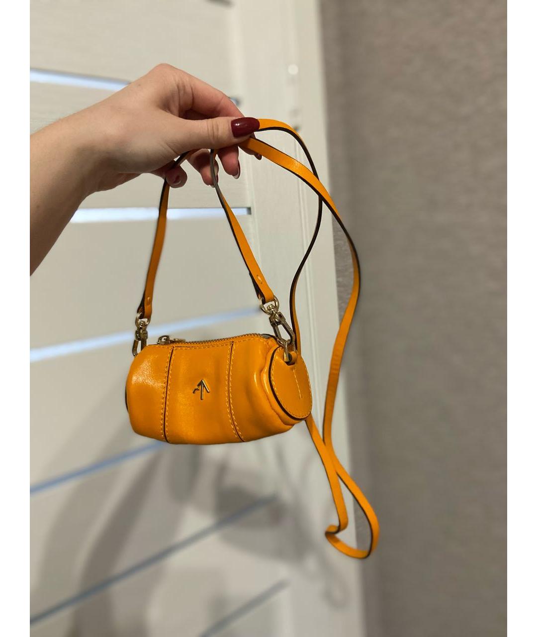 MANU ATELIER Оранжевая кожаная сумка с короткими ручками, фото 5