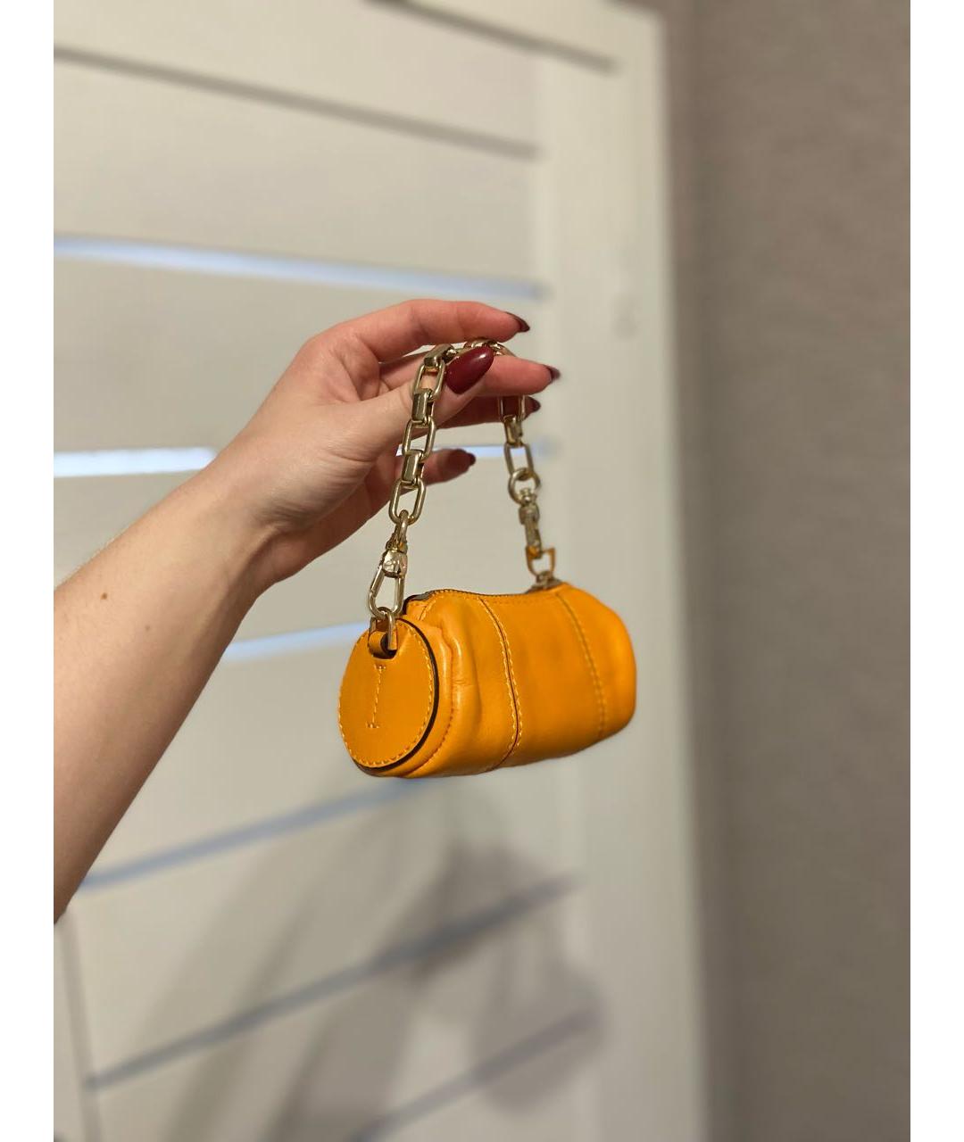 MANU ATELIER Оранжевая кожаная сумка с короткими ручками, фото 2