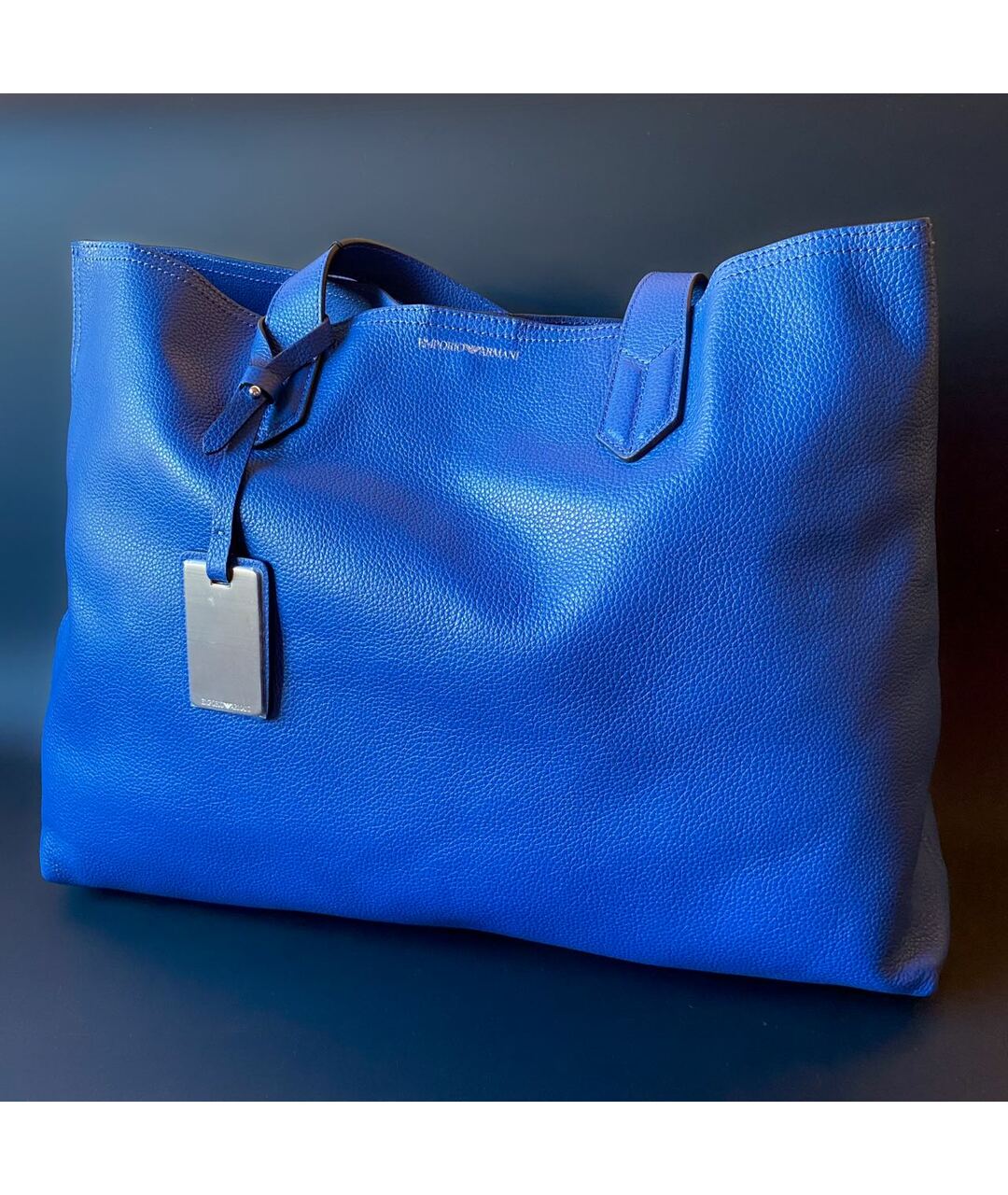 EMPORIO ARMANI Синяя кожаная сумка тоут, фото 6