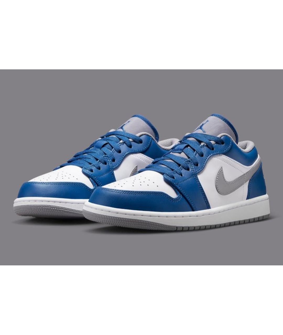 JORDAN Синие кожаные низкие кроссовки / кеды, фото 2