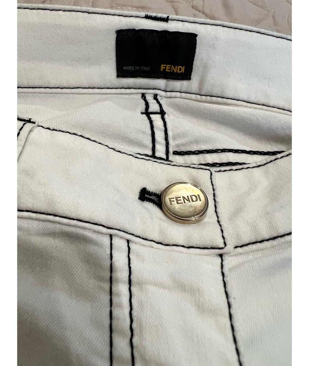 FENDI Белые джинсы слим, фото 3