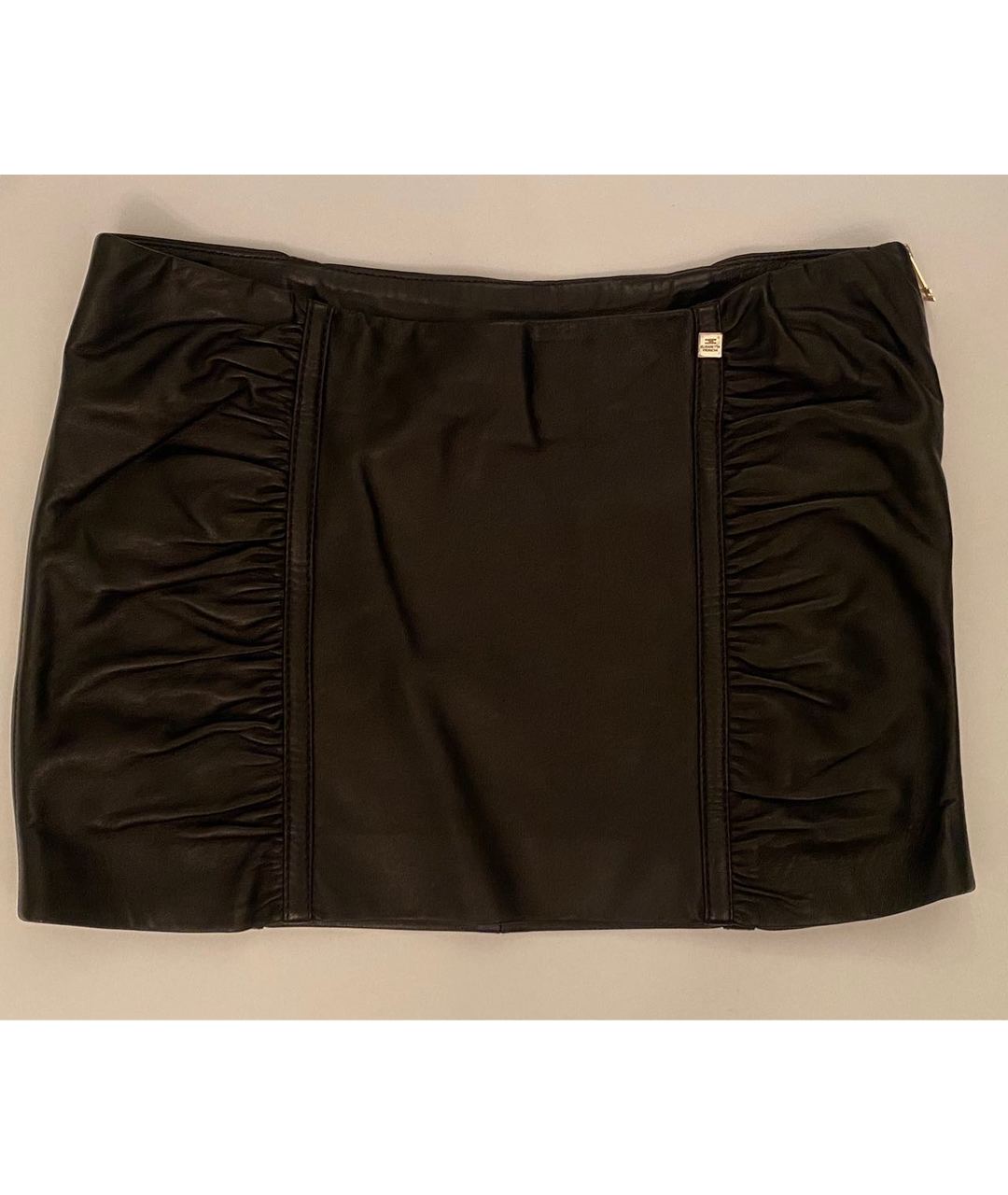 ELISABETTA FRANCHI Черная кожаная юбка мини, фото 8