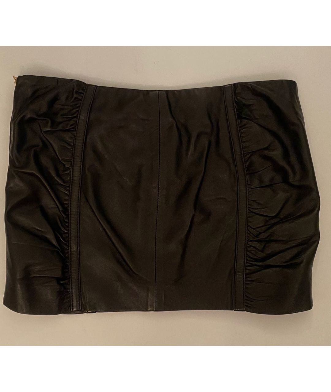 ELISABETTA FRANCHI Черная кожаная юбка мини, фото 3