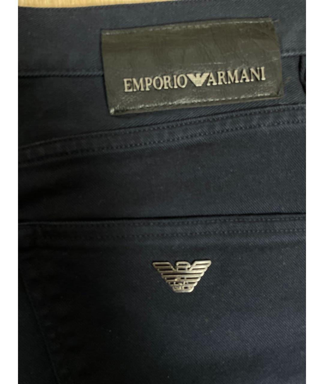 EMPORIO ARMANI Темно-синие хлопковые прямые джинсы, фото 8