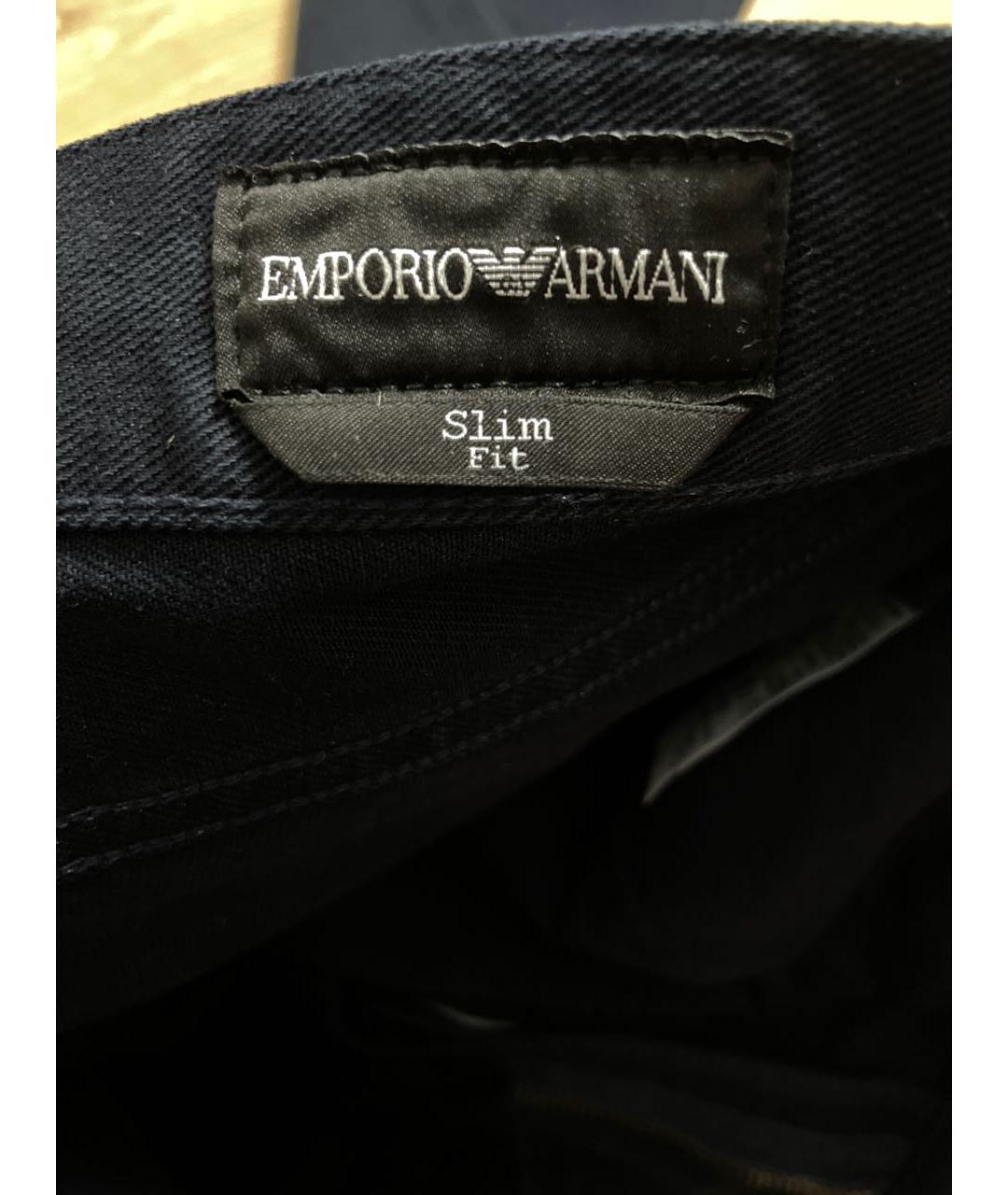 EMPORIO ARMANI Темно-синие хлопковые прямые джинсы, фото 5