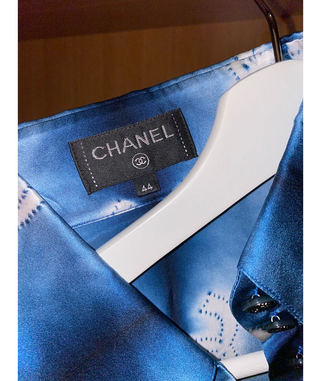 CHANEL PRE-OWNED Голубая шелковая рубашка, фото 3